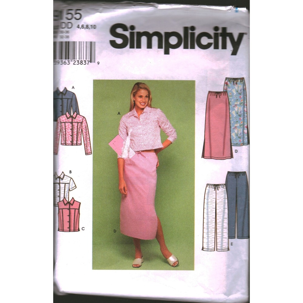 Simplicity 9155 Sewing Pattern Misses Jacket Vest Skirt Pants Size 4-10 DD cut
